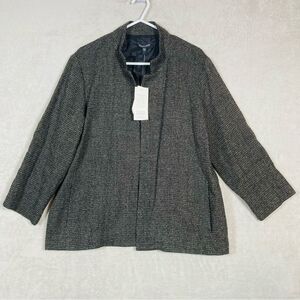 Eileen Fisher Tweed Jacket Blazer Wool Viscose Blend Pockets Gray Size Large NEW